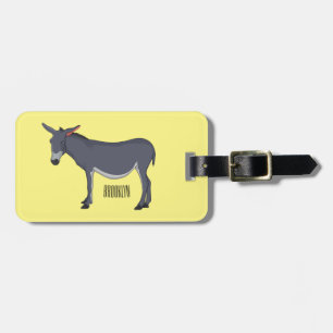 Donkey cartoon illustration luggage tag