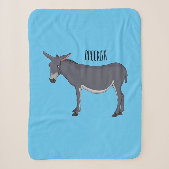 Donkey cartoon illustration sherpa blanket (Front)