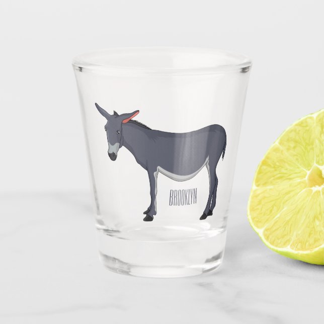 Donkey cartoon illustration  shot glass (Front)