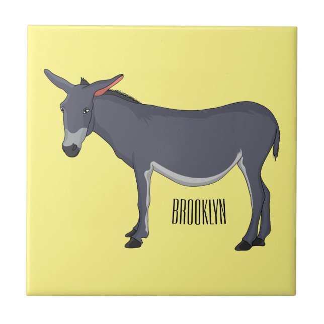 Donkey cartoon illustration tile (Front)