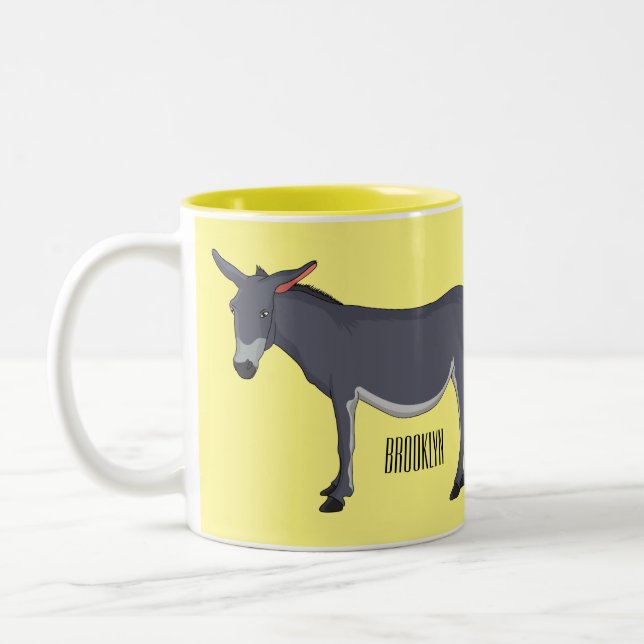 Donkey cartoon illustration  Two-Tone coffee mug (Left)
