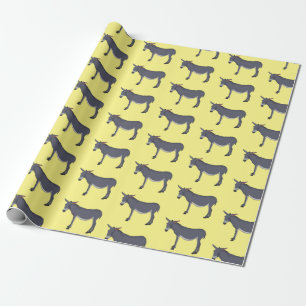 Donkey cartoon illustration wrapping paper