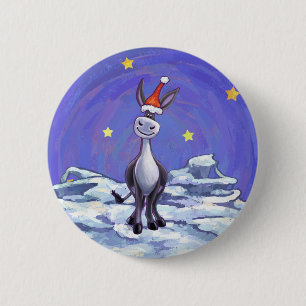 Donkey Christmas 6 Cm Round Badge
