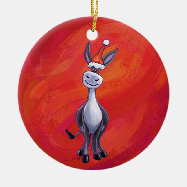Donkey Christmas Ceramic Tree Decoration (Front)