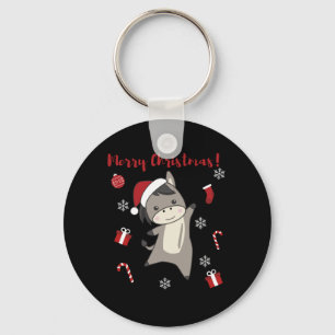 Donkey Christmas Donkeys Winter Animals Key Ring