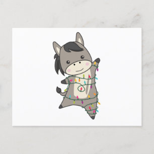 Donkey Christmas Donkeys Winter Animals Postcard