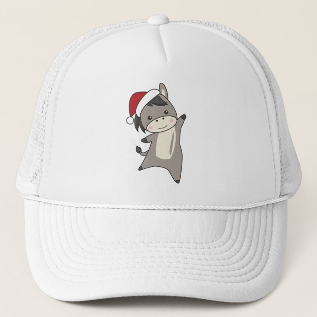 Donkey Christmas Donkeys Winter Animals Trucker Hat (Front)