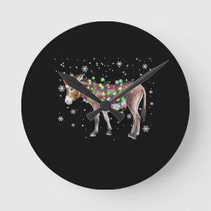 Donkey Christmas Lights Colour Santa Donkey Gif Round Clock