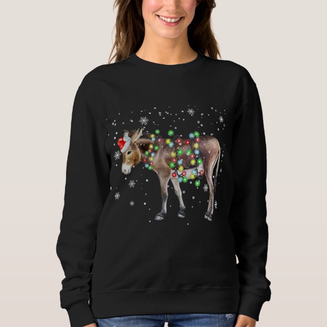 Donkey Christmas Lights Colour  | Santa Donkey Gif Sweatshirt (Front)