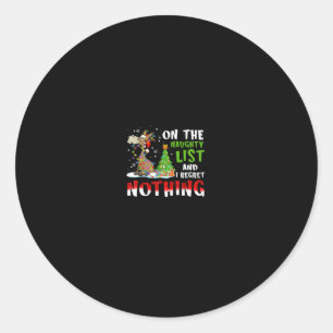 donkey christmas on the naughty list and i regret classic round sticker