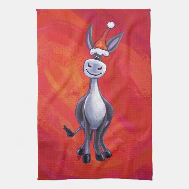 Donkey Christmas Tea Towel (Vertical)
