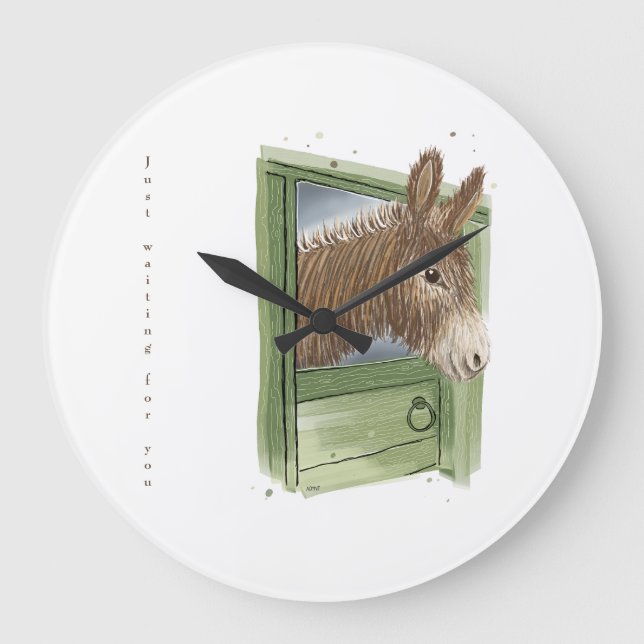 Donkey clock - Cute -  Just waiting for you  (Front)