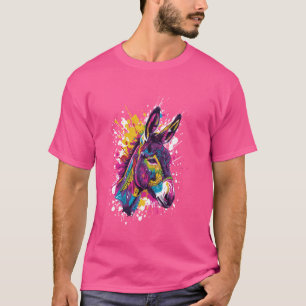 Donkey Colourful Artwork Portrait Animal Head T-Shirt