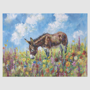 Donkey Colourful Wildflowers Oil Painting Decoupag Tissue Paper