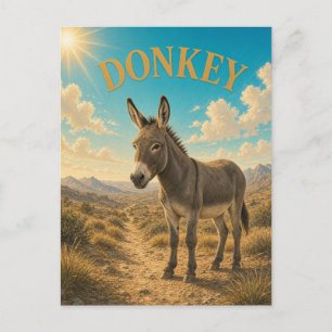 Donkey Desert Valley Watercolor GeoSaga Postcard