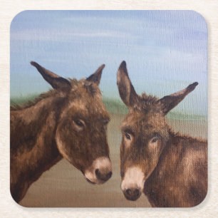 Donkey Double Square Paper Coaster