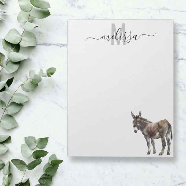 Donkey Farm Watercolor Monogram Name Notepad (Creator Uploaded)