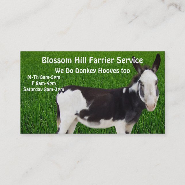 Donkey  Farrier Business Card (Front)