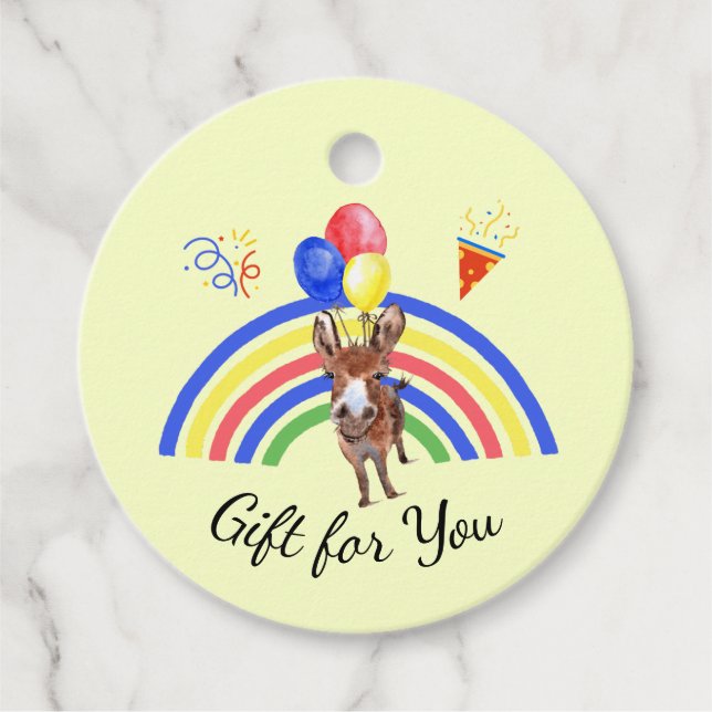 Donkey Gift Tags in Yellow (Front)