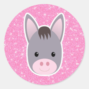 Donkey Glitter Classic Round Sticker