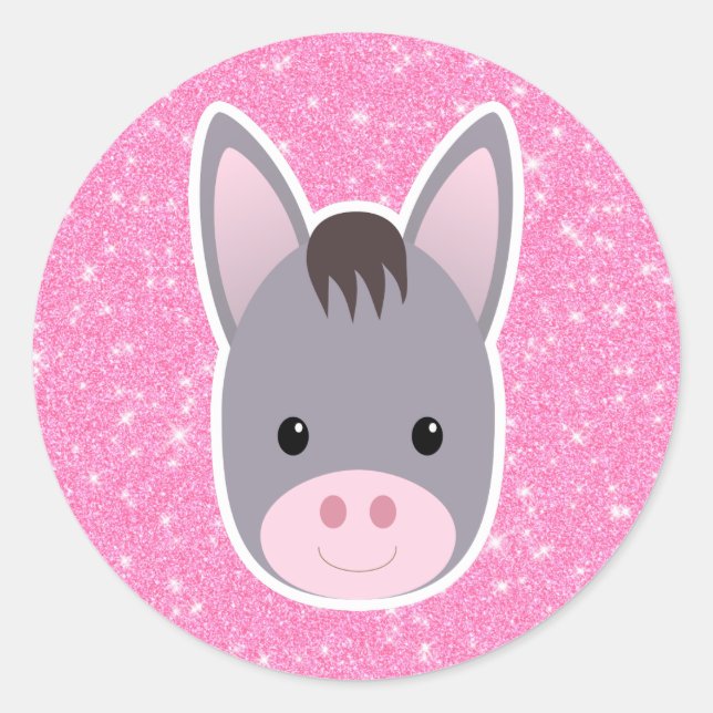 Donkey Glitter Classic Round Sticker (Front)