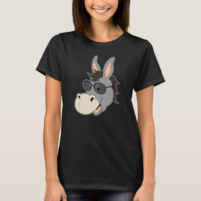 Donkey Head Sunglasses Mule Heart Zoo Animal Farme T-Shirt (Front)