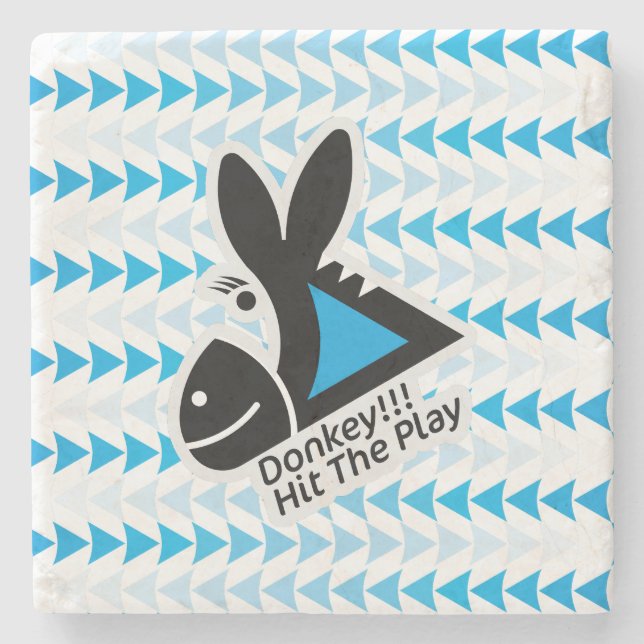 DONKEY !!! HIT THE PLAY BY MASANSER PIXELAT STONE COASTER (Front)