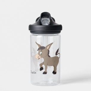 Donkey illustration custom name water bottle