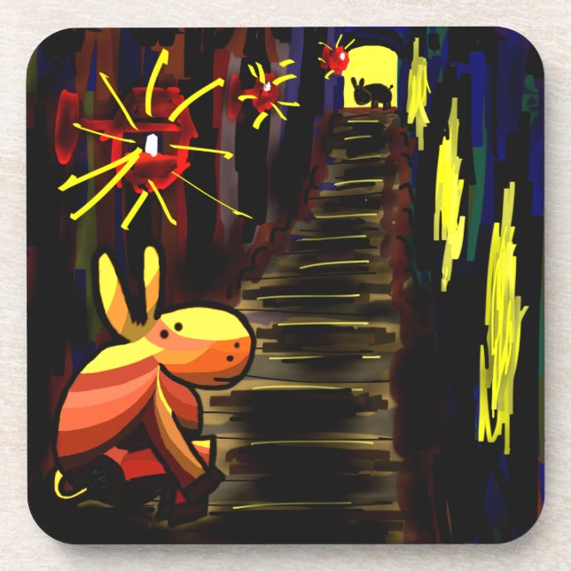 donkey in alley under lamplight coaster (Front)