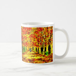 donkey in autumn leaves coffee mug