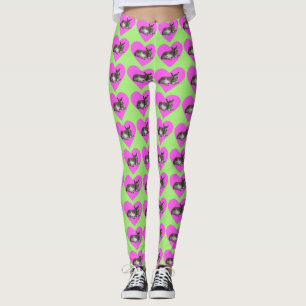 Donkey in Pink Heart Leggings
