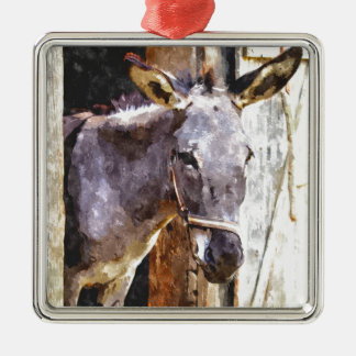 Donkey in watercolor metal tree decoration
