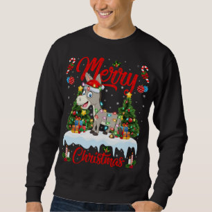 Donkey Lights Xmas Tree Funny Santa Donkey Christm Sweatshirt