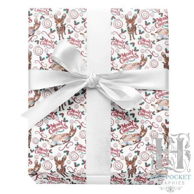 Donkey Merry Christmas Gift Wrapping Paper (Creator Uploaded)