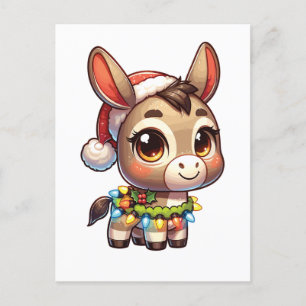 Donkey Merry Christmas Winter Animals Cute Donkeys Holiday Postcard