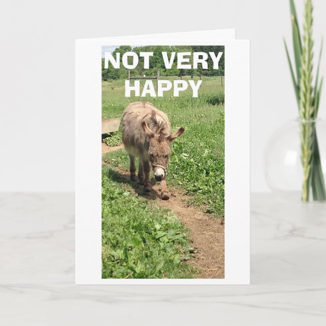 DONKEY NOT VERY HAPPY SAD/BLUE - LIFE WITHOUT YOU! CARD (Front)
