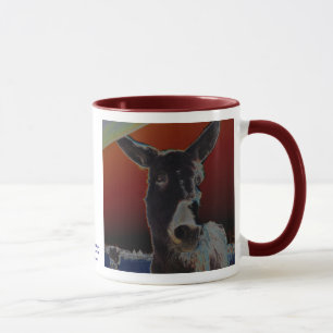 Donkey on Dark Red Mug