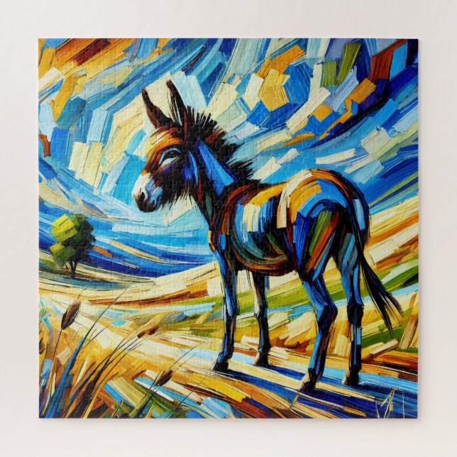 Donkey on Grassland 600 Piece Puzzle (Vertical)