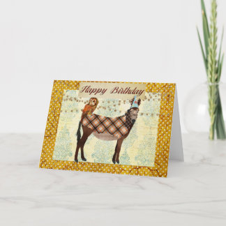 Donkey & Owl Birthday Card