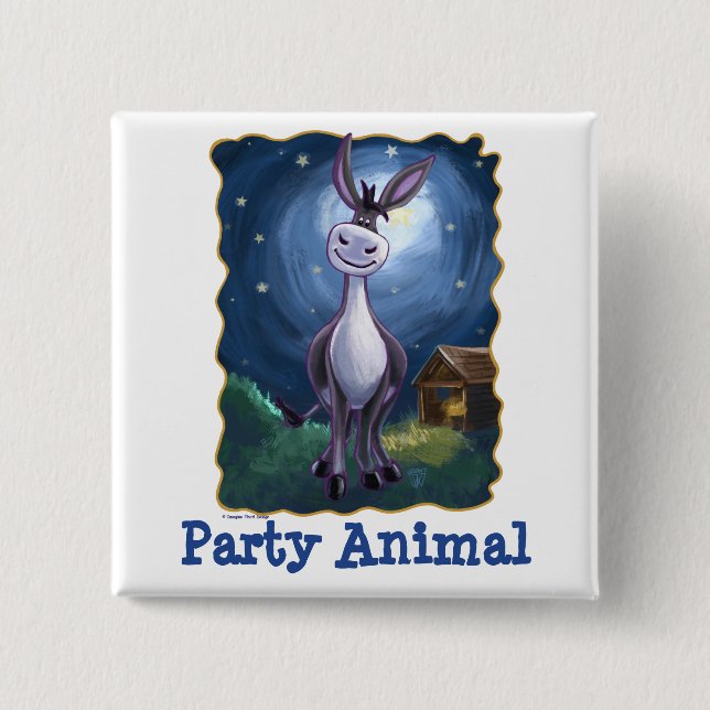 Donkey Party Centre 15 Cm Square Badge (Front)