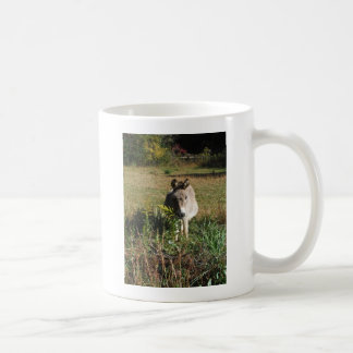 Donkey Picking Yellow Autumn Wildflowers Coffee Mug