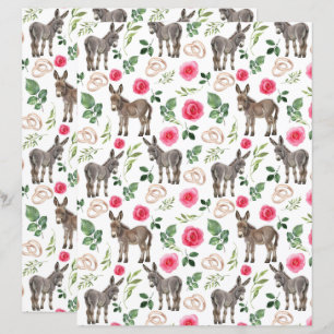 Donkey Pink Floral Rustic Wedding Scrapbook Paper