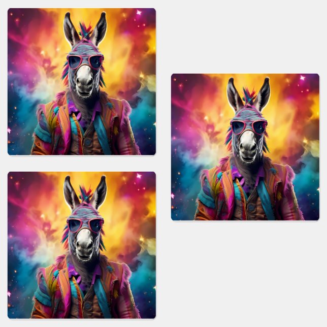 Donkey Pink Glasses, Rainbow Hair (Group)