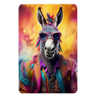 Donkey Pink Glasses, Rainbow Hair Magnet