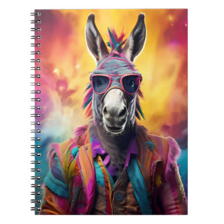 Donkey Pink Glasses, Rainbow Hair Notebook