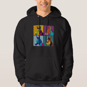 Donkey Pop Illustration Colorful Animal Women Men Hoodie