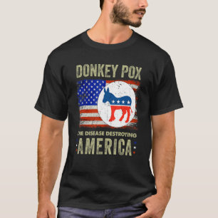 Donkey Pox The Disease Destroying America Usa Flag T-Shirt
