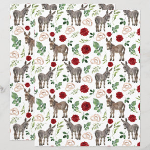 Donkey Red Floral Wedding Scrapbook paper