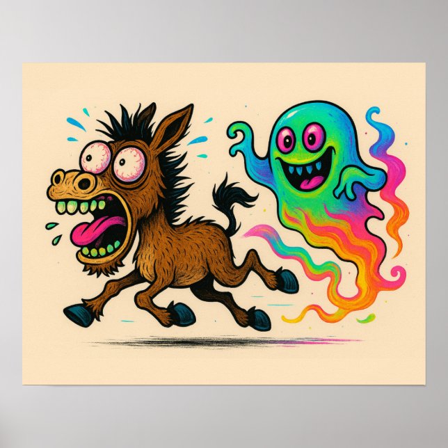 Donkey Running from a Ghost Poster (Front)