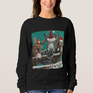 Donkey Santa Hat Donkey Lover Cute Donkey Christma Sweatshirt